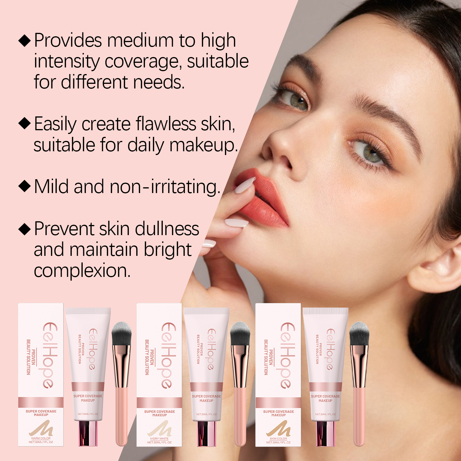 Eelhope Concealer Liquid Foundation Natural Lightweight Moisturizing And Brightening Concealer Strong Oil Control Concealer Liquid Foundation - Image 3