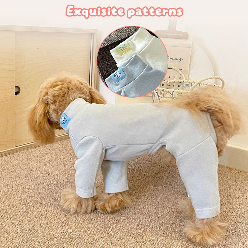 Elastic Pet Onesie, Four-Legged Pajamas for Small to Medium Dogs, Cream Color, Cozy Home Base Shirt, Warm Winter Dog Clothes - Image 9