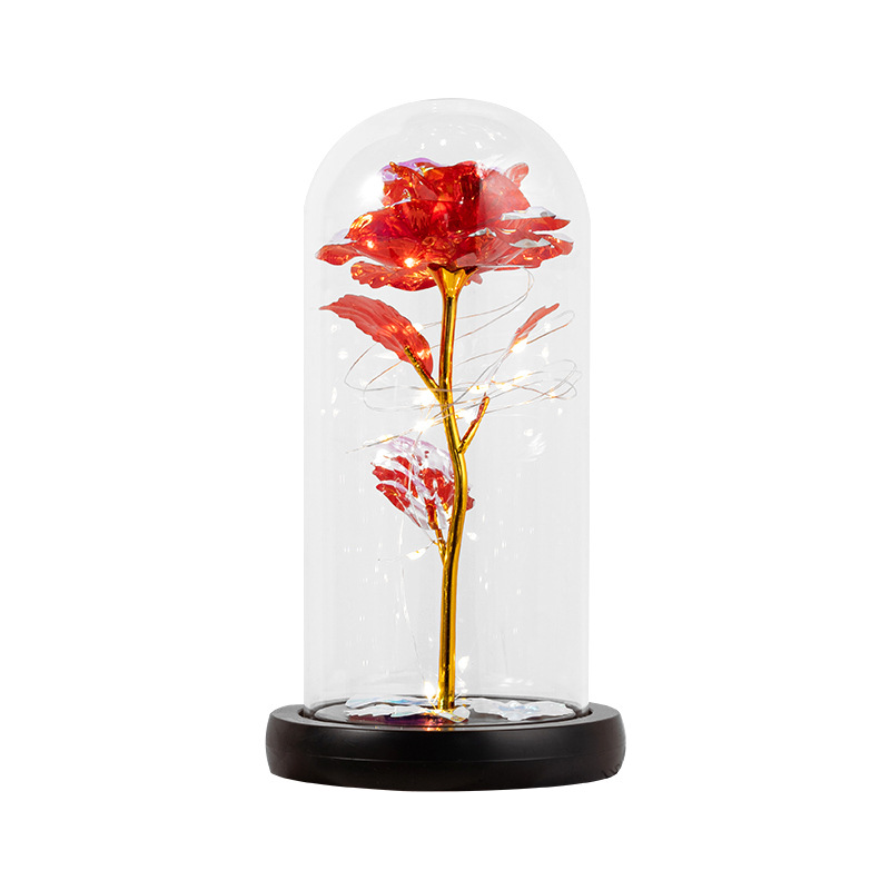 Eternal Rose Glass Lampshade Valentine's Day Gift Creative Street Vendor Gift Wholesale Gold Leaf Flower Bouquet - Image 2