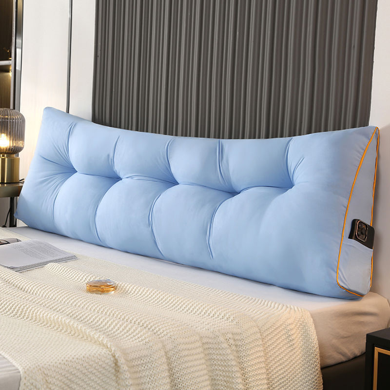 Fluffy Warm Feather-Cotton Backrest - Classic Solid Brushed Triangular Bed Cushion - Image 3