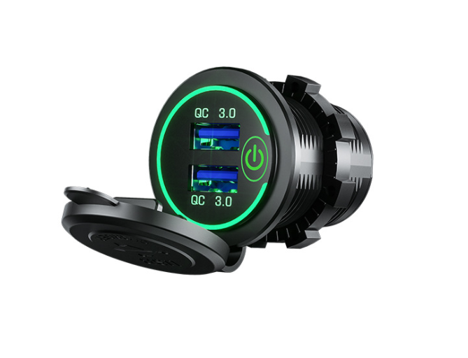 36W QC 3.0 Touch Switch Waterproof Universal Motorcycle Car Truck Boat Dual USB Charger Socket For Phone Tablet Camera GPS DVR - Image 5