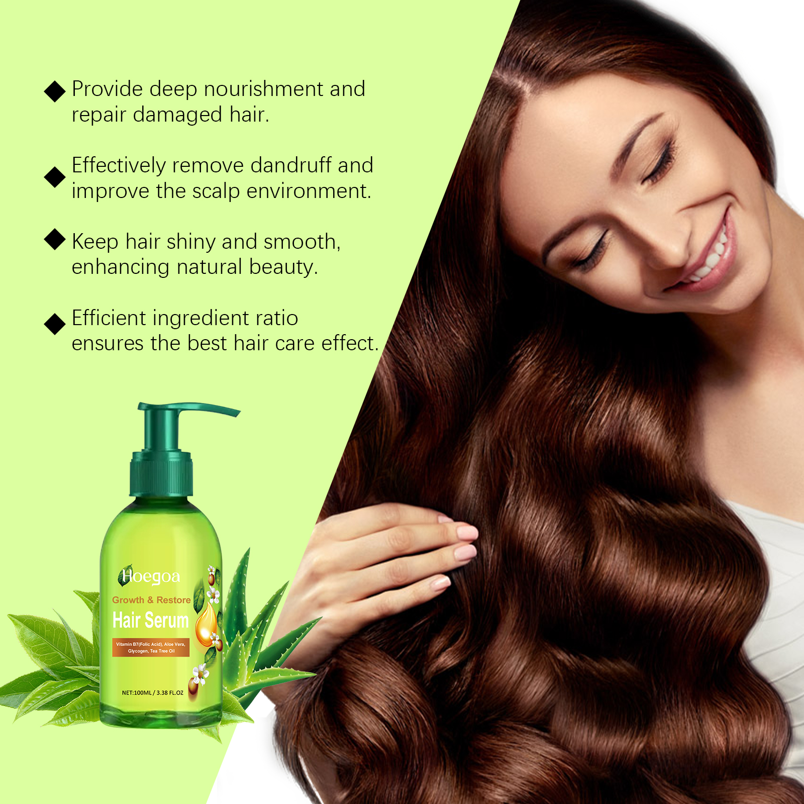 Hoegoa Hair Care Tea Tree Essential Oil Nourishes Hair Repair Dry Split Ends Dry Dry Leave-In Pure Tea Essential Oil - Image 4