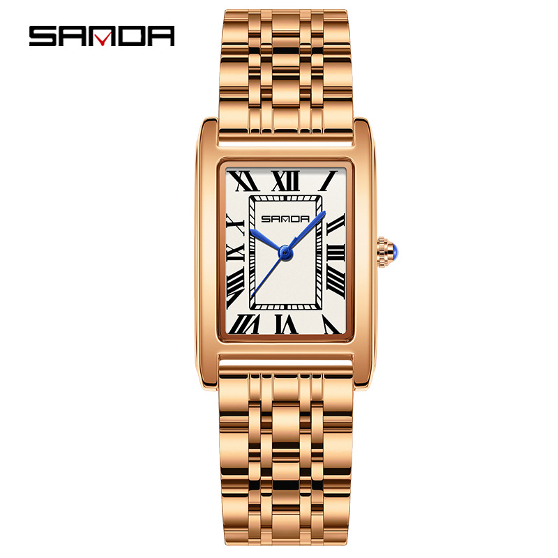SANDA New Couple Watches Square Waterproof Quartz Watches Minimalist Three-Hand Roman Dial Men's and Women's Wristwatches - Image 11