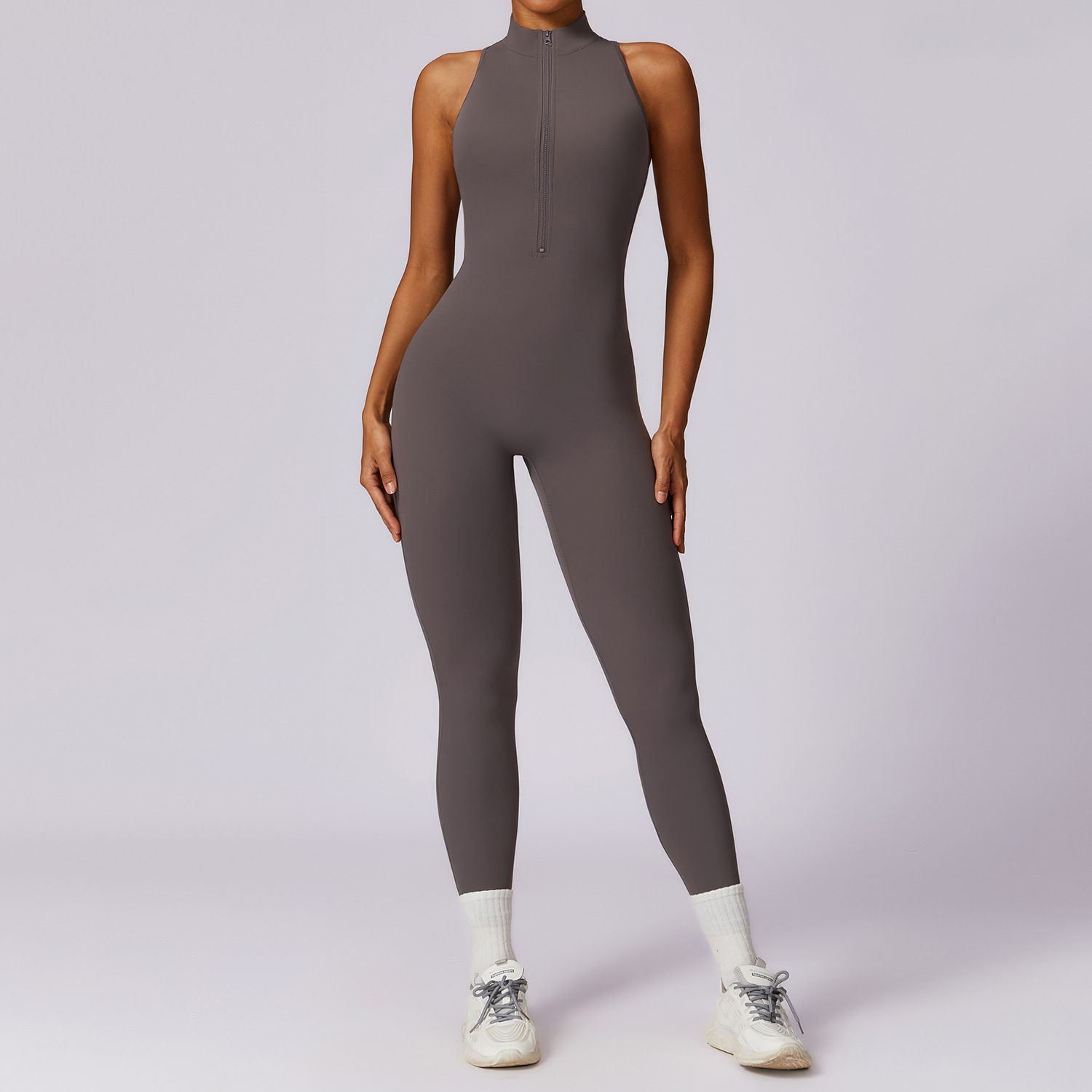 Naked quick zip yoga jumpsuit with beautiful back high-intensity fitness training sports tight fitting clothes - Image 8