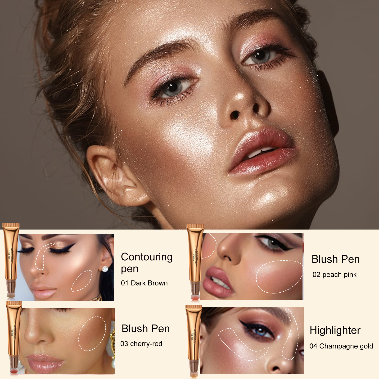 EELHOE Multifunctional Makeup Pen, Face Light Highlight Natural Three-Dimensional Liquid Contour Beauty Stick - Image 8