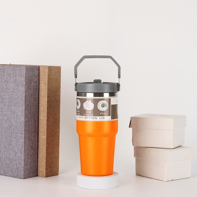 20oz30ozPortable Car Cup Stainless Steel Cup Travel Sports Water Bottle With Handle Cover Coffee Tumbler Cup - Image 10