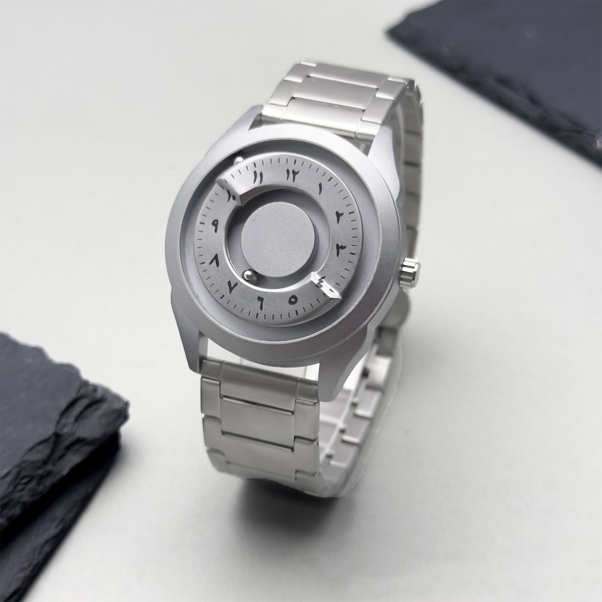 Magnetic Floating Black Technology Creative Personality Waterproof Imported Movement Unisex Quartz Watch - Image 5