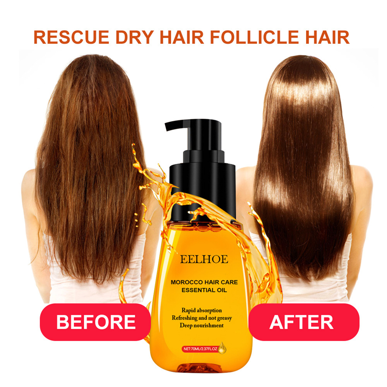 EELHOE Hair Essential Oil, Improve Frizz And Nourish Hair Oil Soften Hair Essential Oil - Image 2
