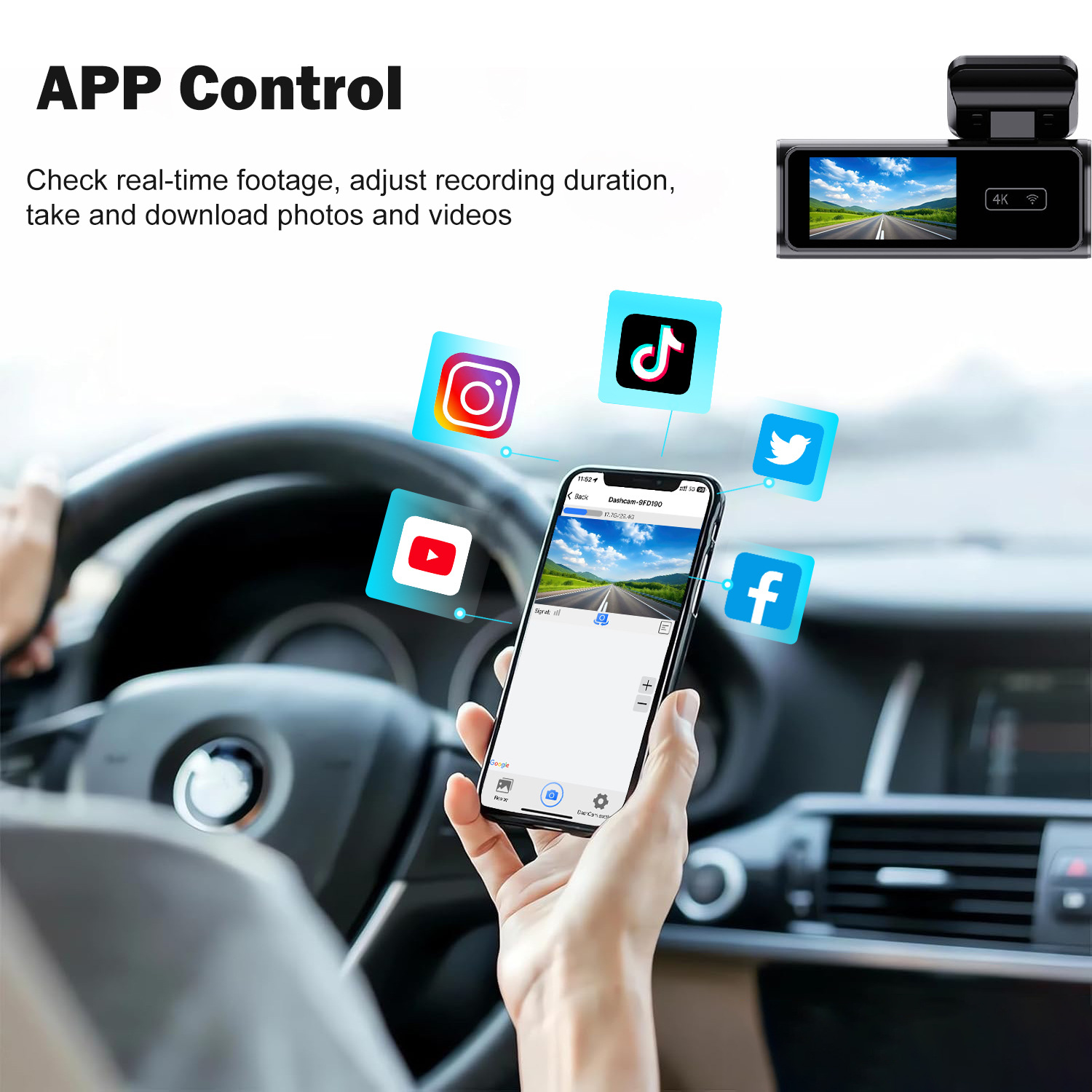 Mobile Internet WIFI version CAR DVR 1.97 inch driving recorder 4K high-definition dual recording parking - Image 4
