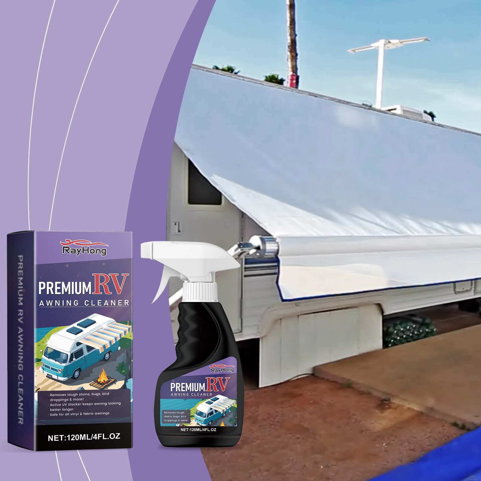 Rayhong Rv Awning Cleaner, Special Cleaner To Remove Stubborn Stains From Rv Awning Cloth - Image 2