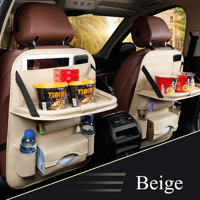 Car Seat Back Bag Folding Table Organizer Pad Drink Chair Storage Pocket Box Travel Stowing Tidying Automobile Accessories - Image 3