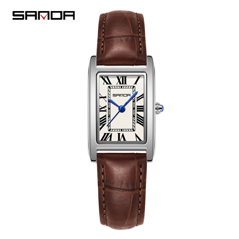 SANDA New Couple Watches Square Waterproof Quartz Watches Minimalist Three-Hand Roman Dial Men's and Women's Wristwatches - Image 18