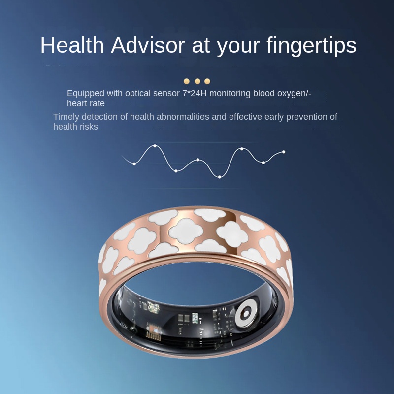 Health Smart Titanium Steel Ring Waterproof Blood Pressure Oxygen Sleep Movement Tracking Multi-Function Ring High-Tech Pair Ring - Image 2