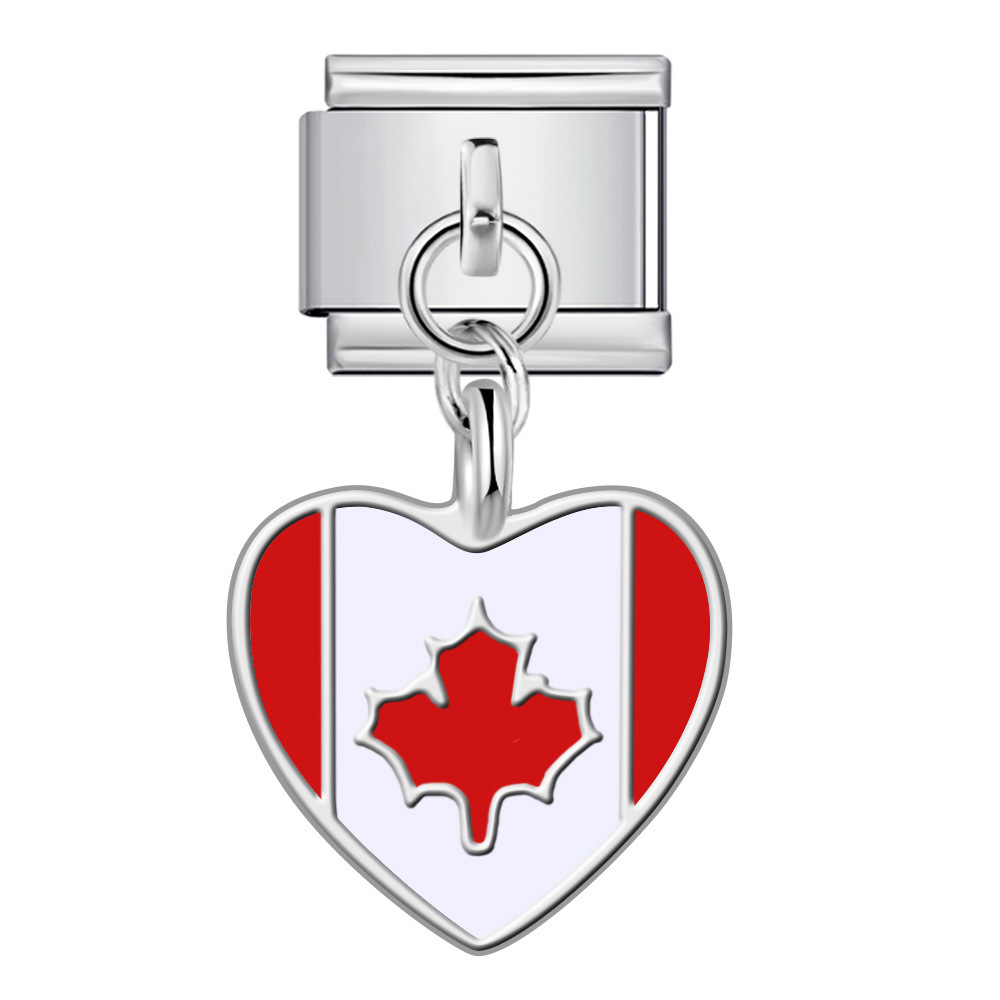 Love Flag Pendant Italian Module Bracelet Single Hook DIY Elastic Splicing Titanium Steel Strap Chain - Image 14
