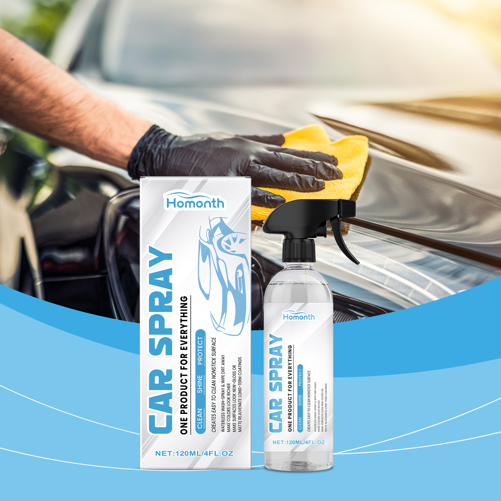 Homonth Automotive Multi-Functional Coating Spray, Car Paint Retrofitting Anti-Stain Gloss Brightening Coating Coating Protective Agent - Image 2