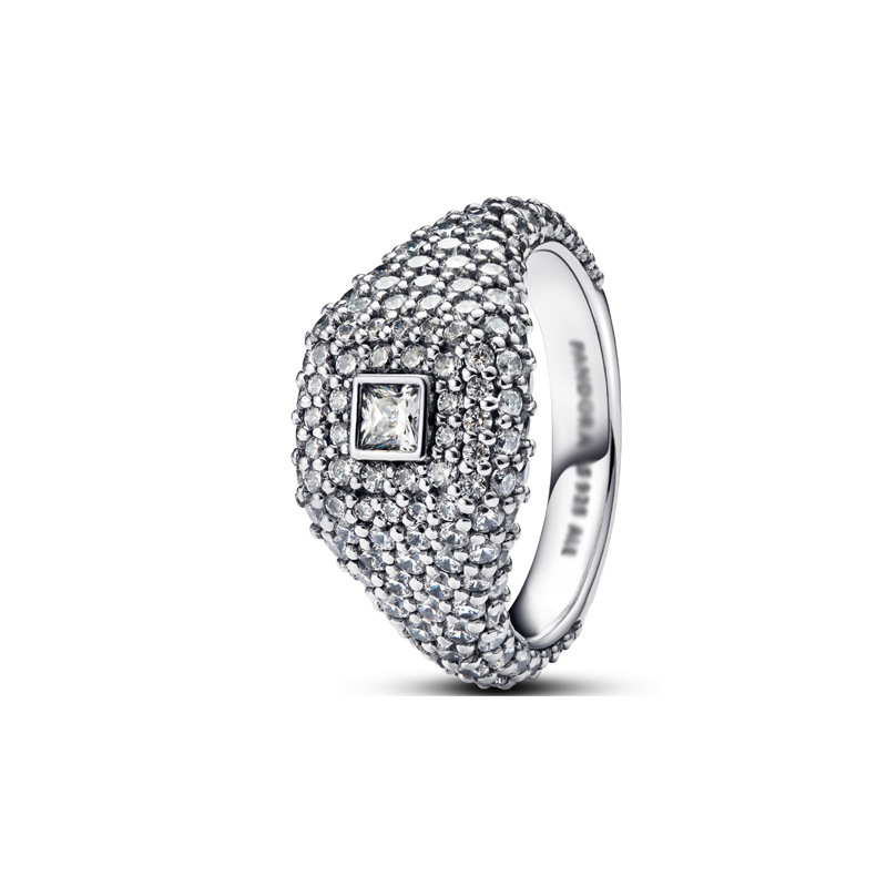 Panda Dora S925 Silver Ring with Pavé Set Sparkling Starlight Bow, Fashionable Elegant Women's Ring, Cuban Chain Pair Ring - Image 10