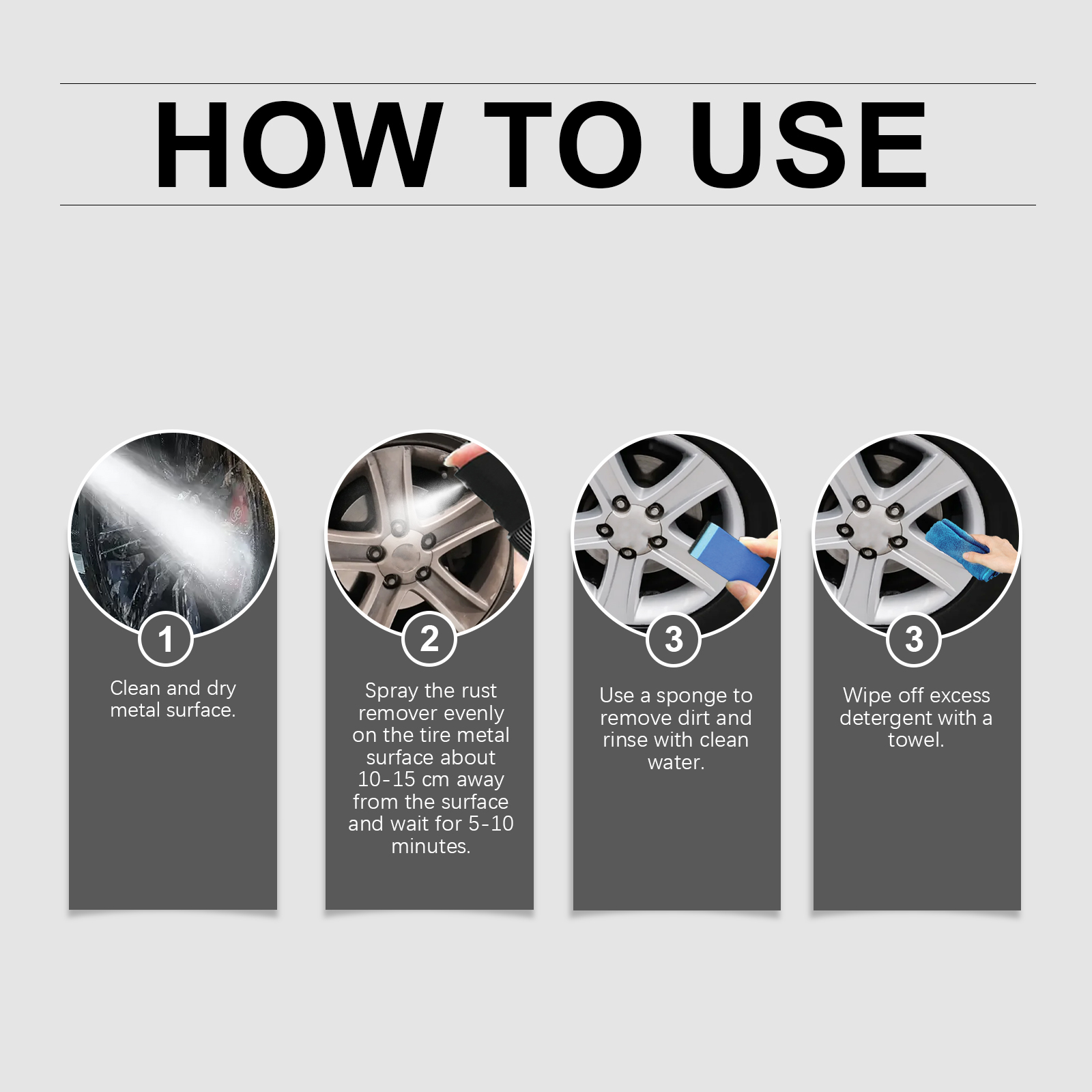 Homonth Automobile Tire Rust Spray, Dust Cleaning Steel Ring Rust Polishing Clean Wheel Rust Remover - Image 6