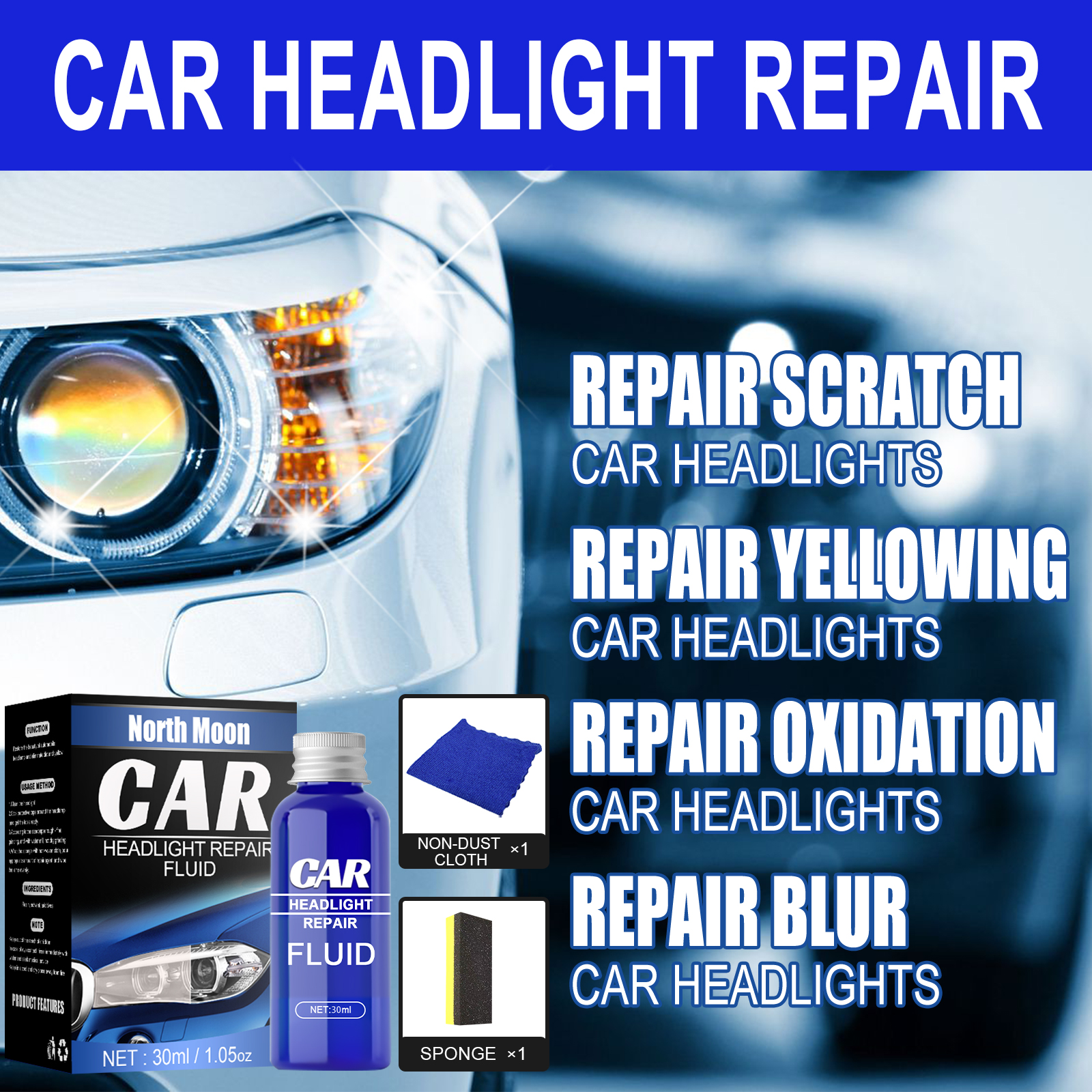 Rayhong Car Lamp Refurbishment And Repair Agent (30ml Set) Set Of Car Lamp Crystal Refurbishment And Repair Agent, Headlamp Repair Liquid - Image 4