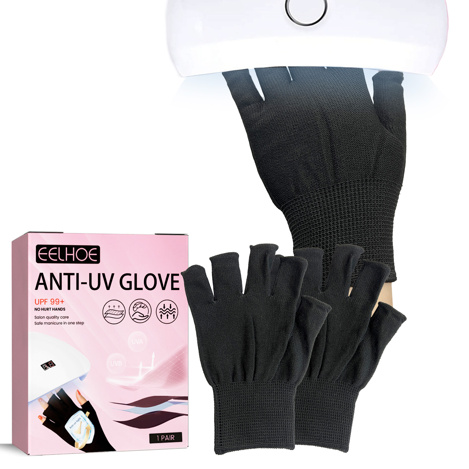 EELHOE Anti-UV Glove, Anti-Suntan Hand Baking Lamp Blocking Gloves For Nail Lighting - Image 3