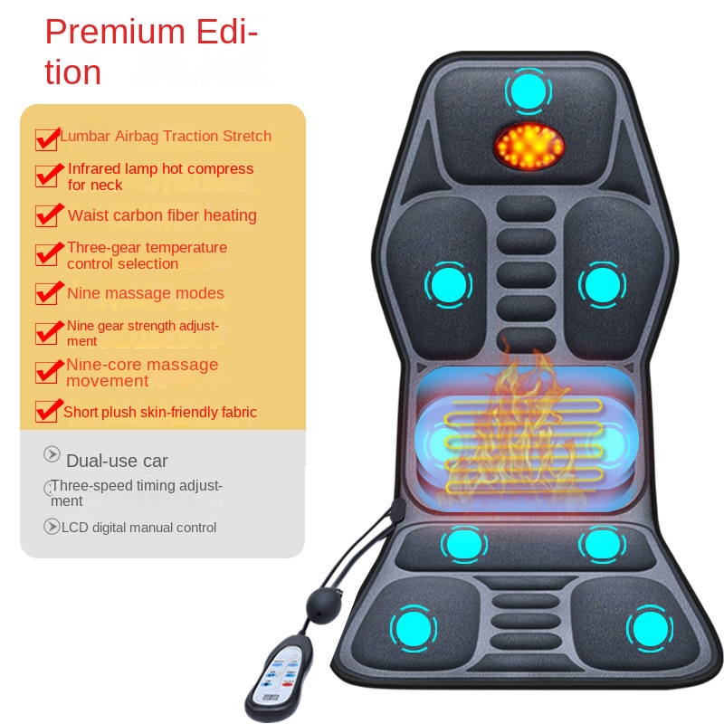 Car and Home Cervical Massager Multi-functional Heating Vibration Neck and Back Massage Cushion Seat Pad - Image 6