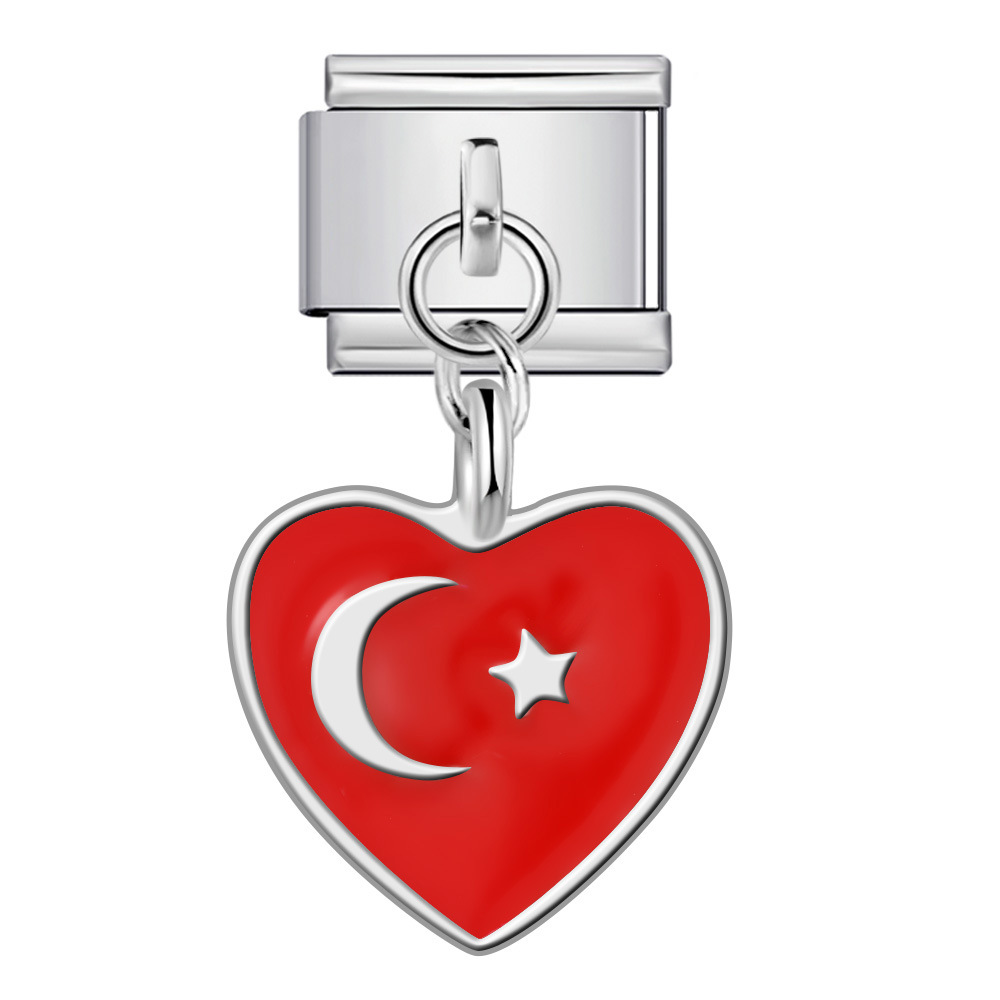 Love Flag Pendant Italian Module Bracelet Single Hook DIY Elastic Splicing Titanium Steel Strap Chain - Image 6