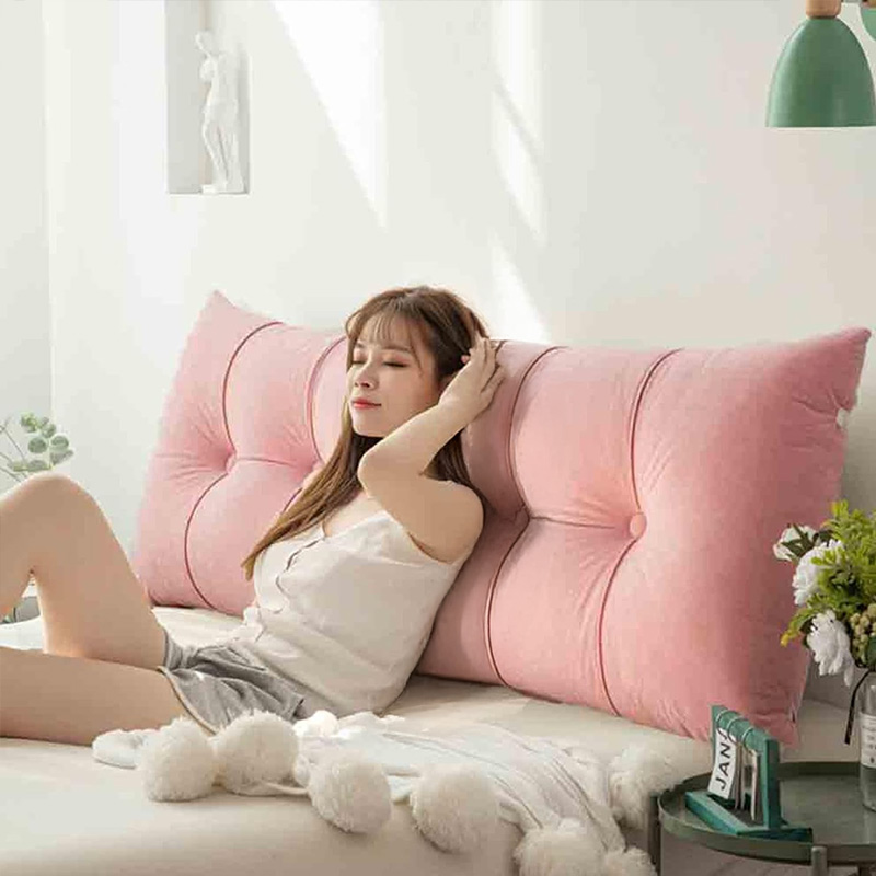 Fluffy Warm Feather-Cotton Backrest - Classic Solid Brushed Triangular Bed Cushion - Image 10