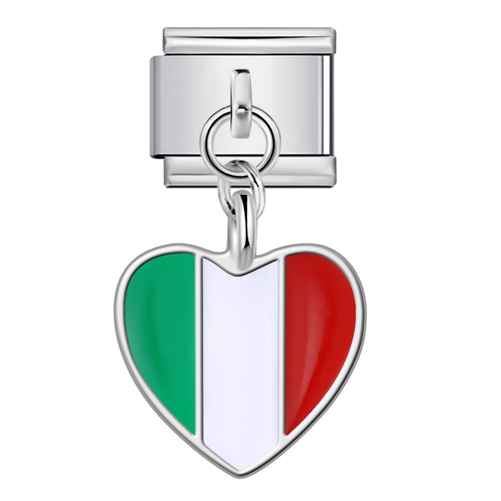 Love Flag Pendant Italian Module Bracelet Single Hook DIY Elastic Splicing Titanium Steel Strap Chain - Image 4