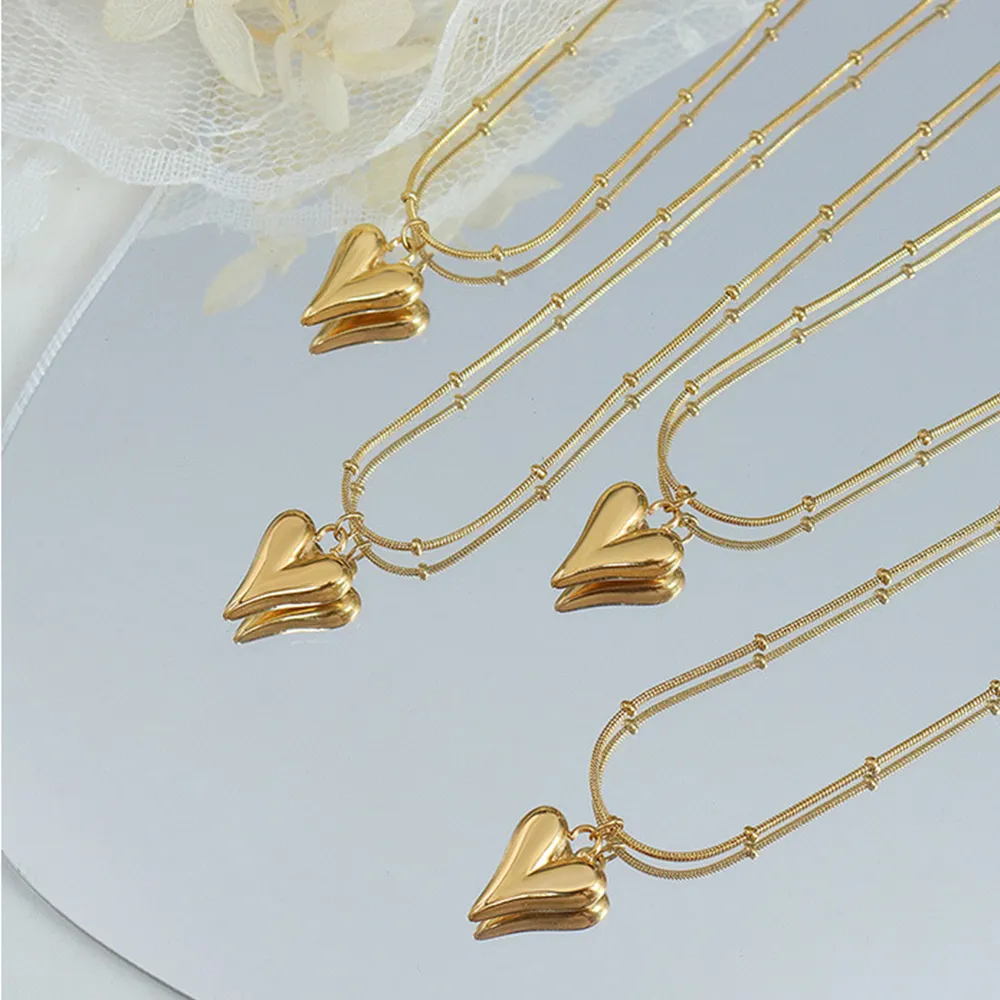 Fashionable and minimalist heart-shaped necklace with titanium steel plated 18K real gold necklace - Image 5