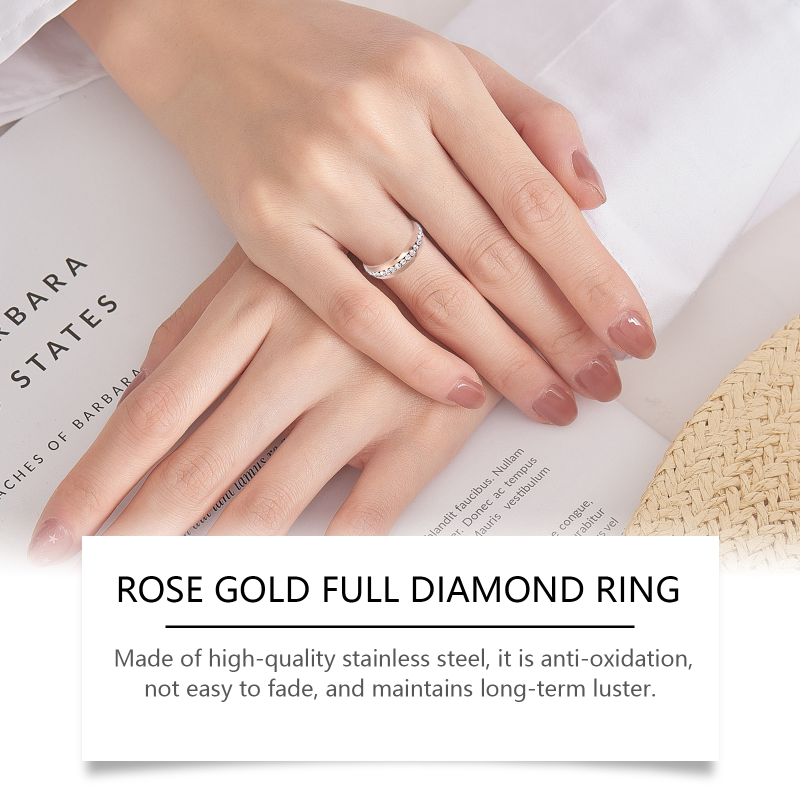 Hoexe Rose Gold Ring Ladies Light Luxury Rose Gold Jewelry Ring Delicate Everything With Niche Ring - Image 4