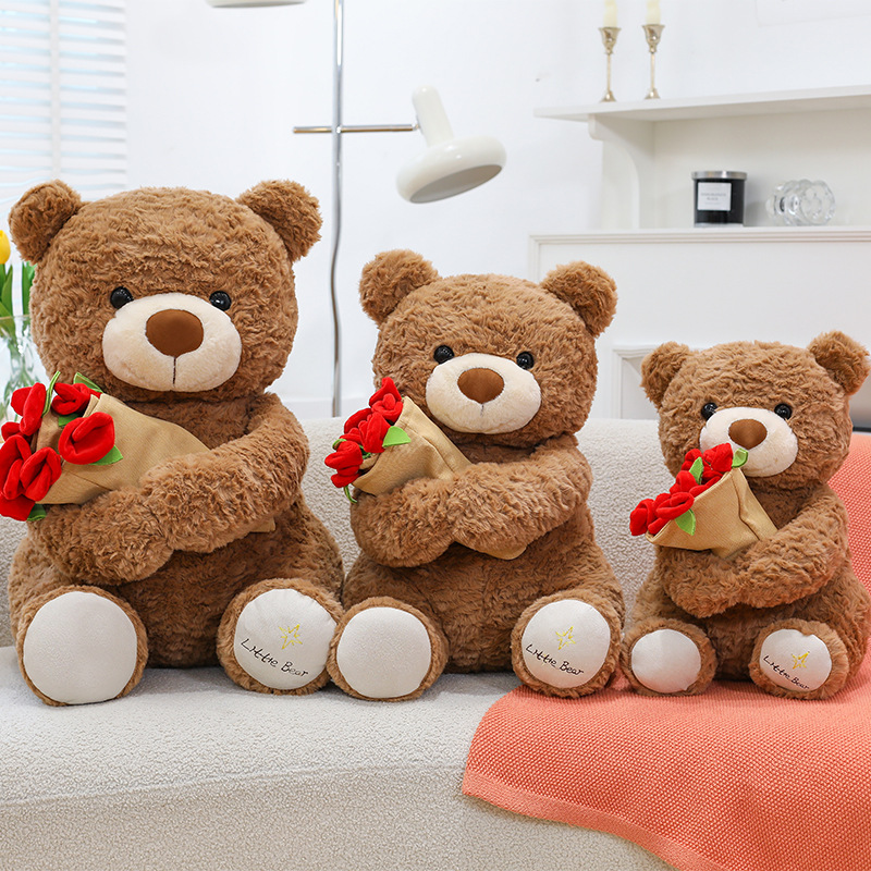 Cute Rose Flower Bear Plush Toy Teddy Bear Holding Flowers Stuffed Animal Valentine's Day Gift Wholesale Drop Shipping - Image 4
