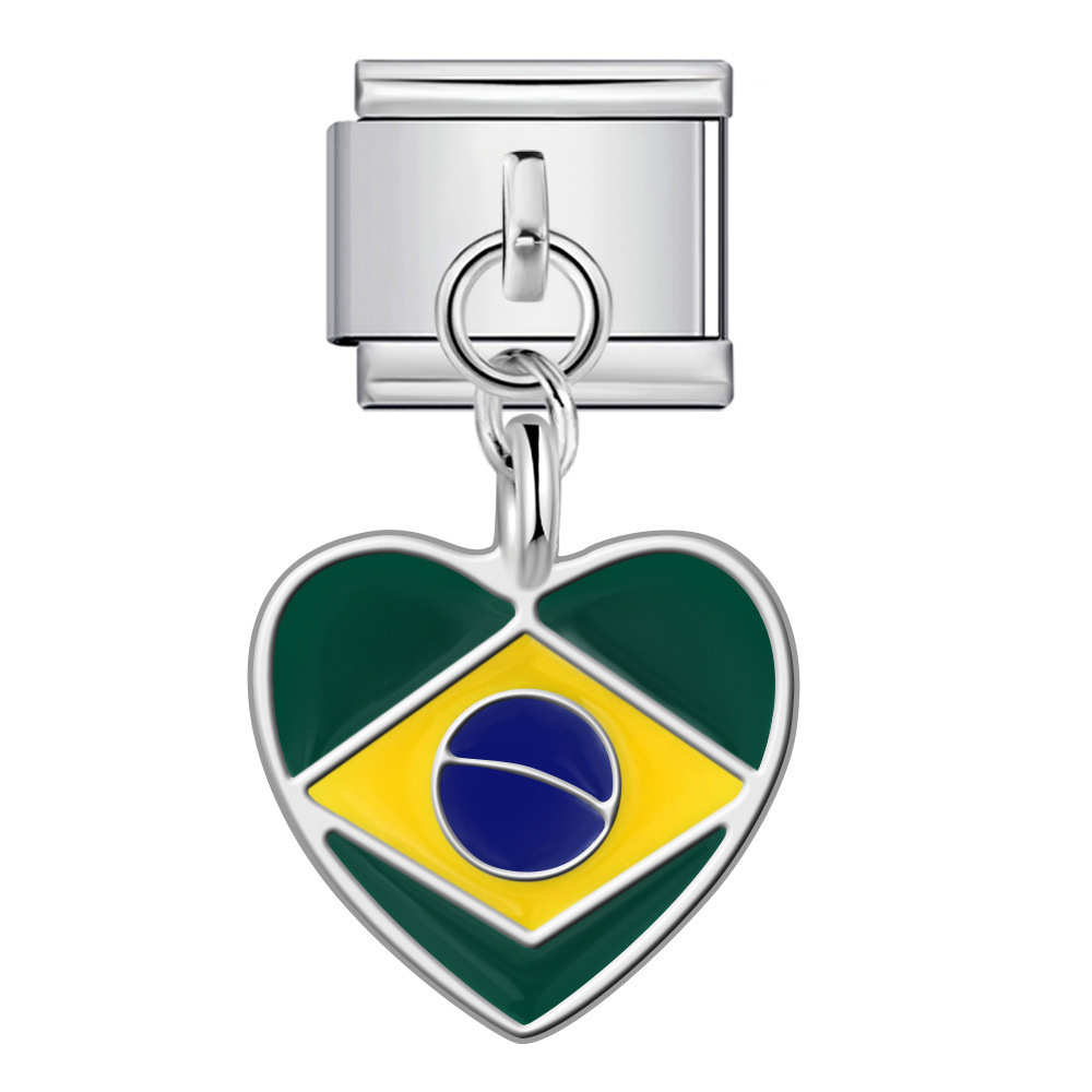 Love Flag Pendant Italian Module Bracelet Single Hook DIY Elastic Splicing Titanium Steel Strap Chain - Image 5