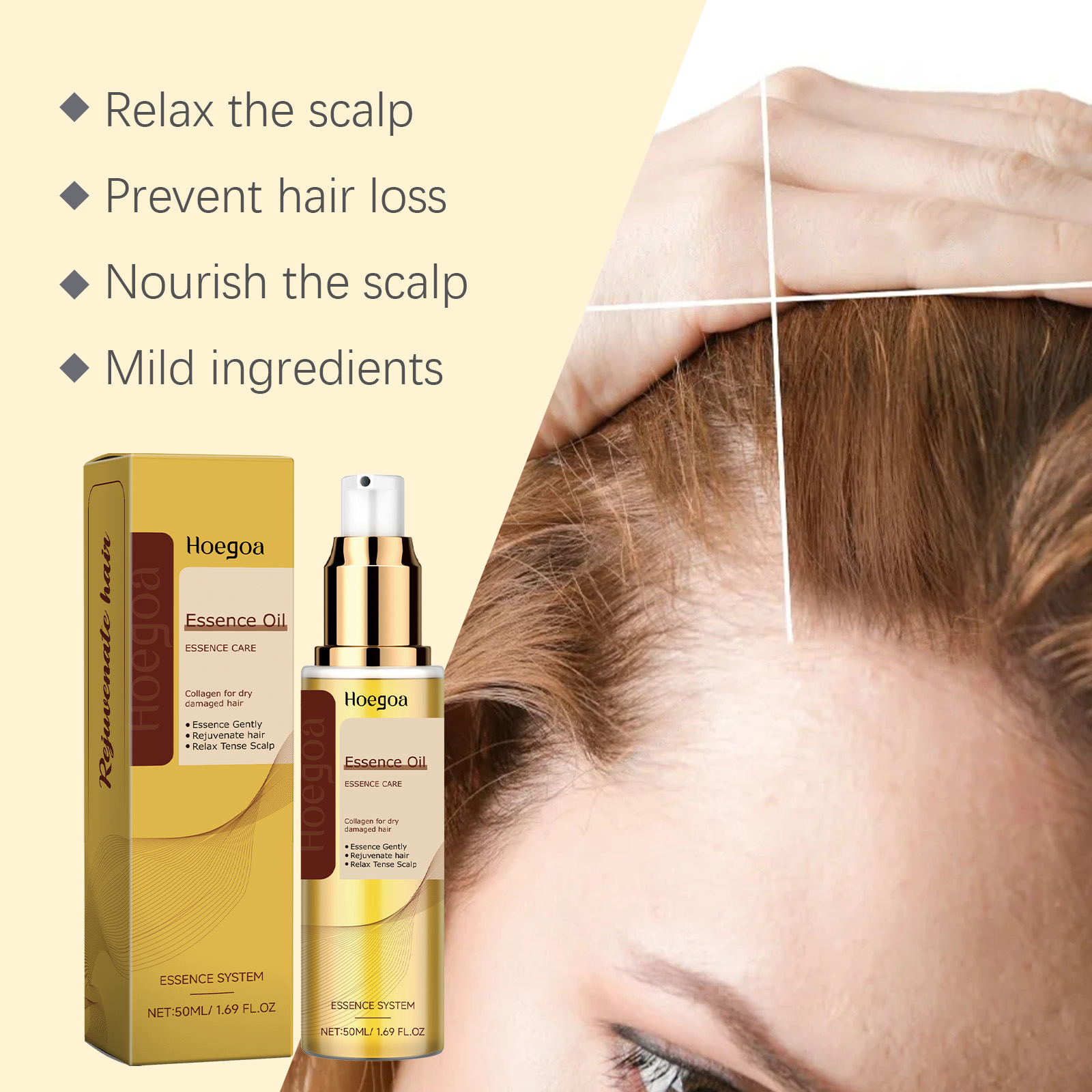 Hoegoa Plant Extract Hair Care Essential Oil Soft Luster, Non-Greasy Gentle Repair Scalp Hair Luster Nourishing Oil - Image 3