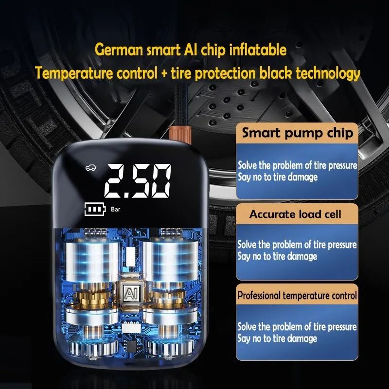 Car mounted wireless inflation pump car mini inflation pump household car dual-use high-pressure air pump - Image 3