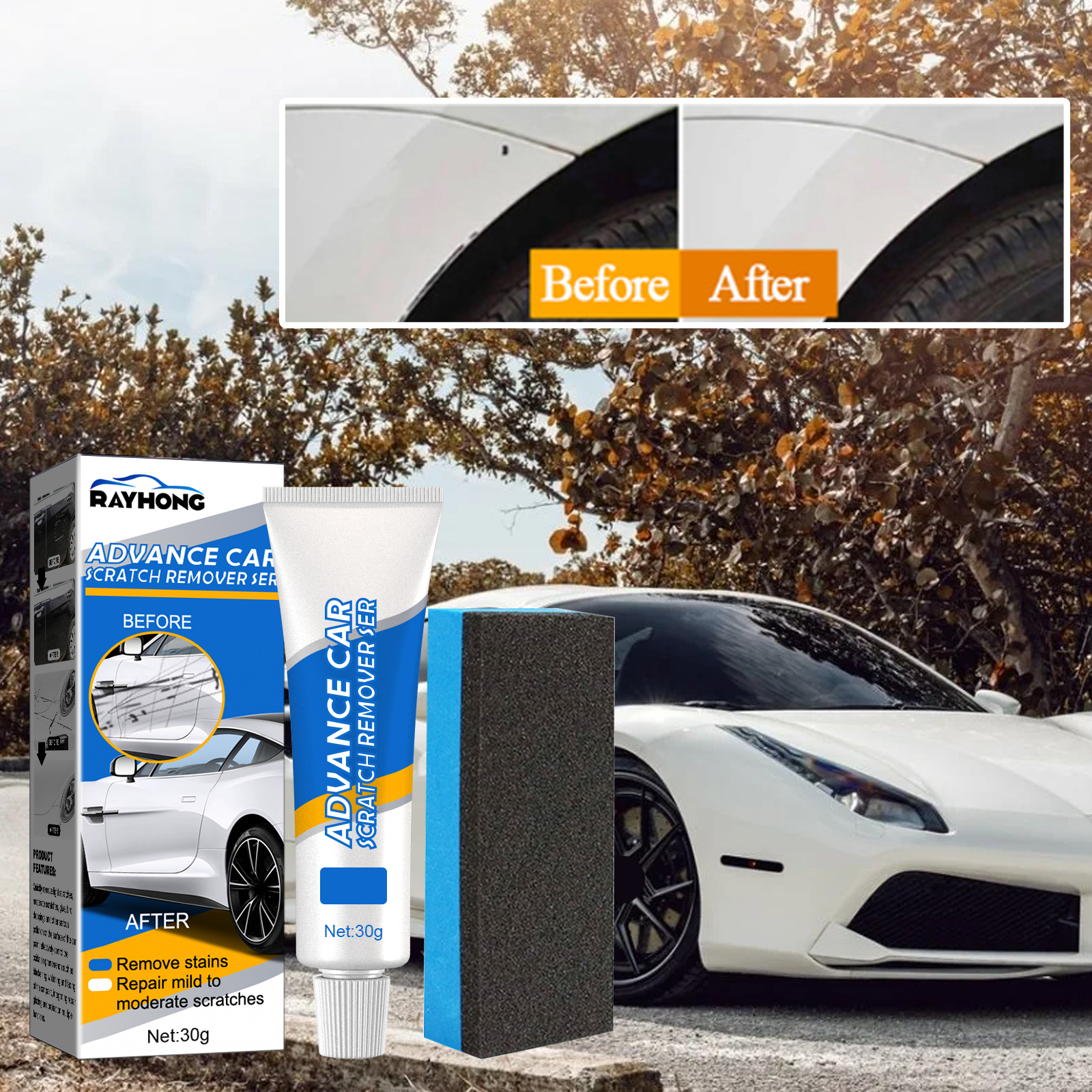 Rayhong Advance Car Scratch Remover Ser, Automotive Finish Cleaning And Polishing Scratch Repair Cream - Image 2