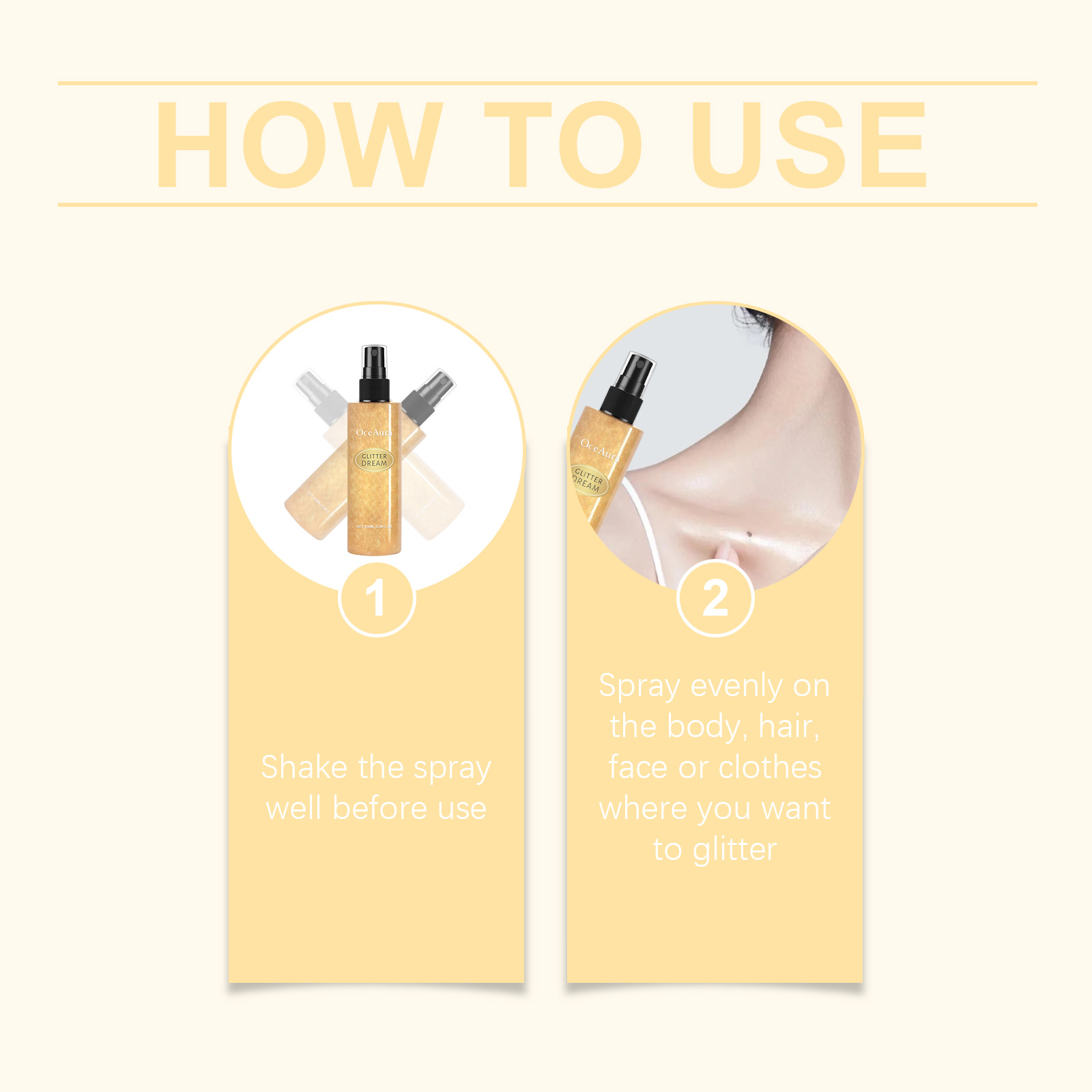 OceAura Body Glitter Spray Natural Stereoscopic Long-Lasting Shiny Hair Body Collarbone Highlighter Spray - Image 6
