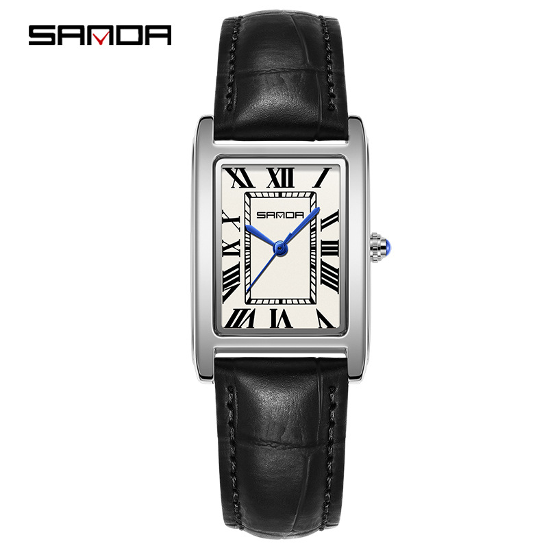 SANDA New Couple Watches Square Waterproof Quartz Watches Minimalist Three-Hand Roman Dial Men's and Women's Wristwatches - Image 6