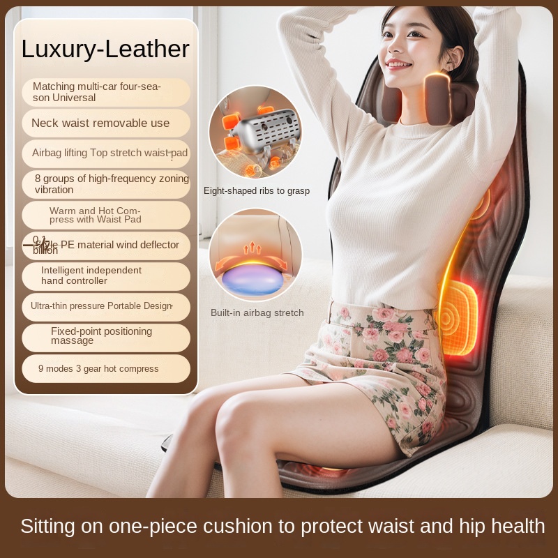 Car and Home Cervical Massager Multi-functional Heating Vibration Neck and Back Massage Cushion Seat Pad - Image 11