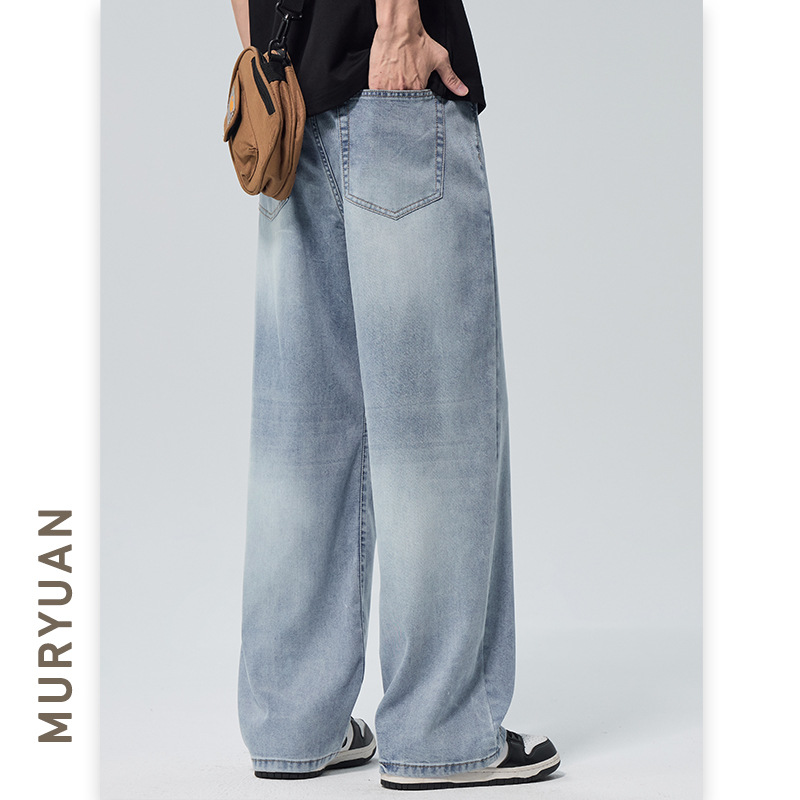 Men's Tencel Lyocell Jeans Style Loose Drape Straight Leg Pants - Image 2