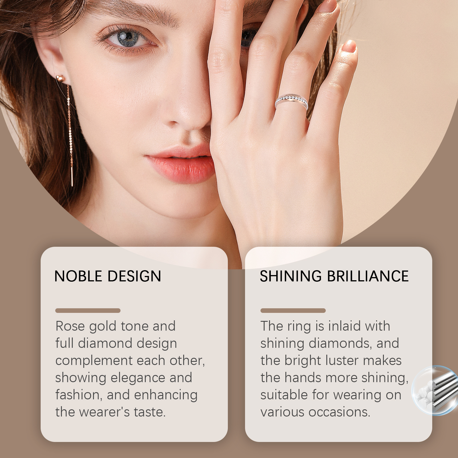 Hoexe Rose Gold Ring Ladies Light Luxury Rose Gold Jewelry Ring Delicate Everything With Niche Ring - Image 3