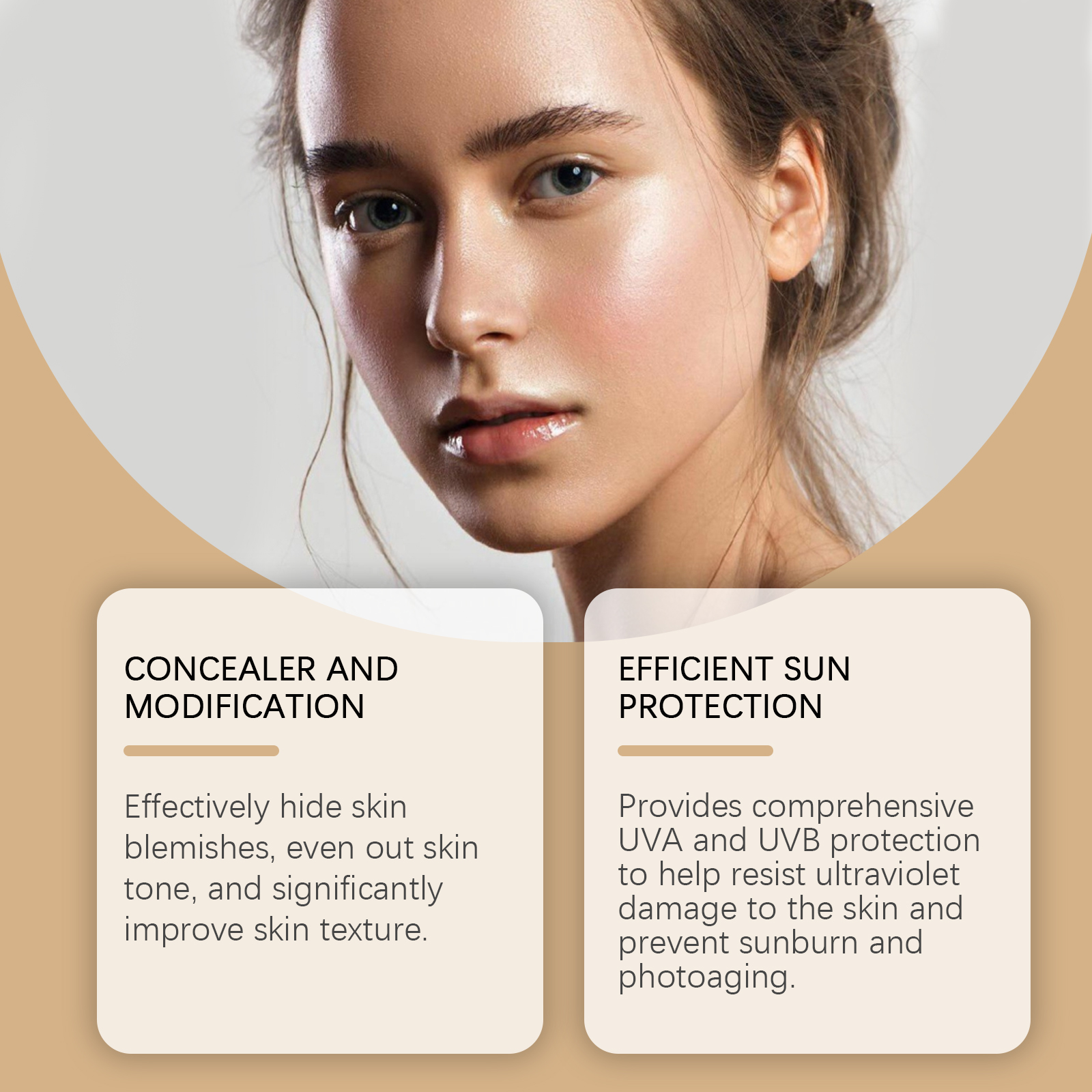 Eelhope Gold Snail Protective Bb Cream, Moisturizing Concealer Skin Tone Natural Color Waterproof, Sweat Resistant And Makeup Free - Image 4
