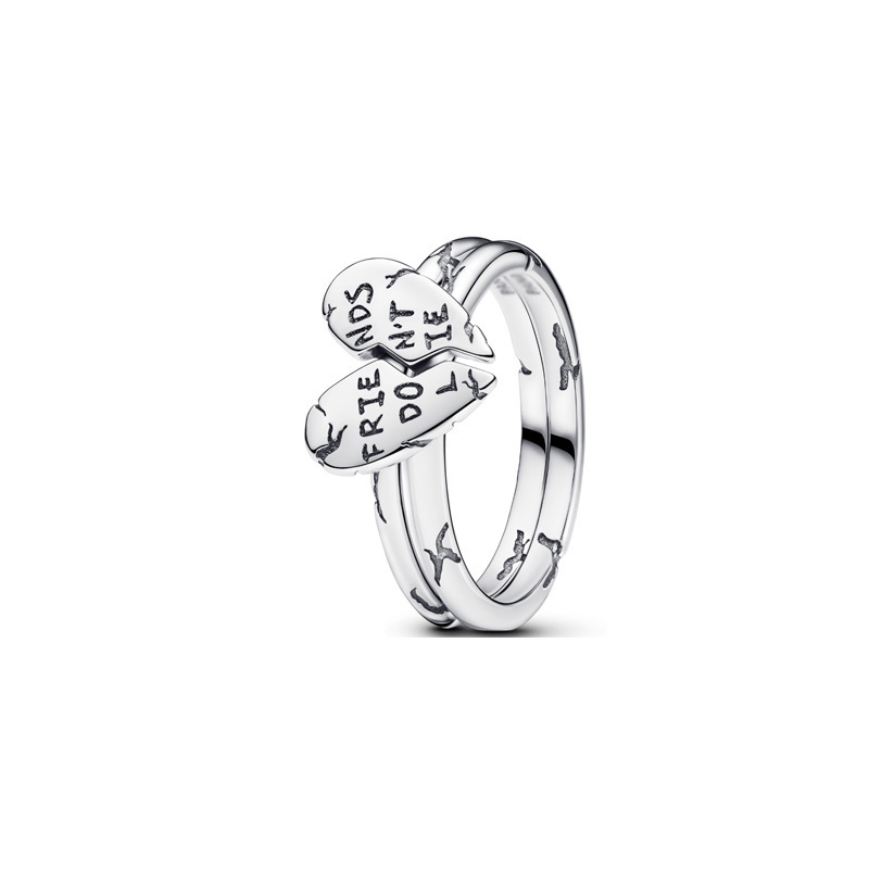Panda Dora S925 Silver Ring with Pavé Set Sparkling Starlight Bow, Fashionable Elegant Women's Ring, Cuban Chain Pair Ring - Image 9