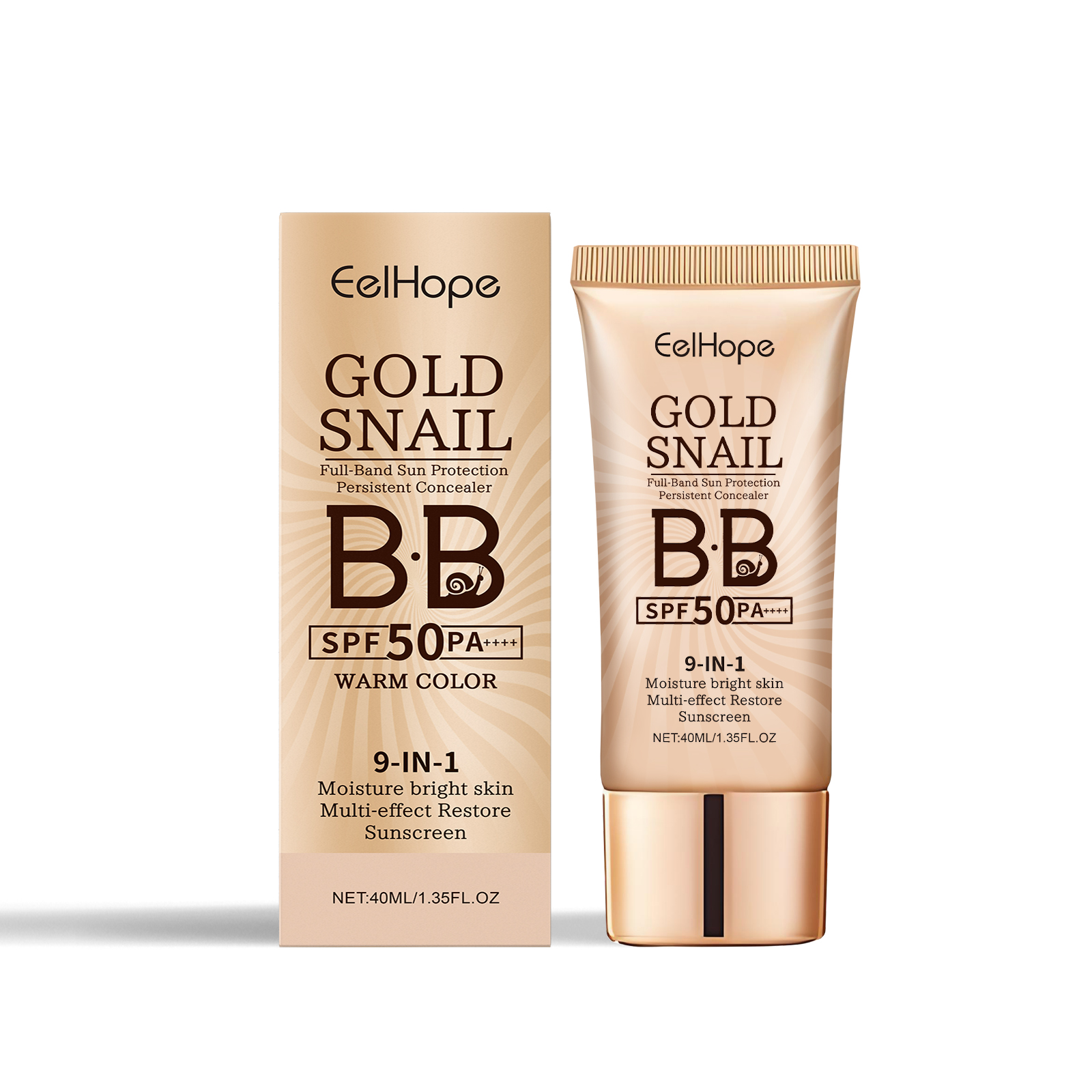 Eelhope Gold Snail Protective Bb Cream, Moisturizing Concealer Skin Tone Natural Color Waterproof, Sweat Resistant And Makeup Free - Image 8