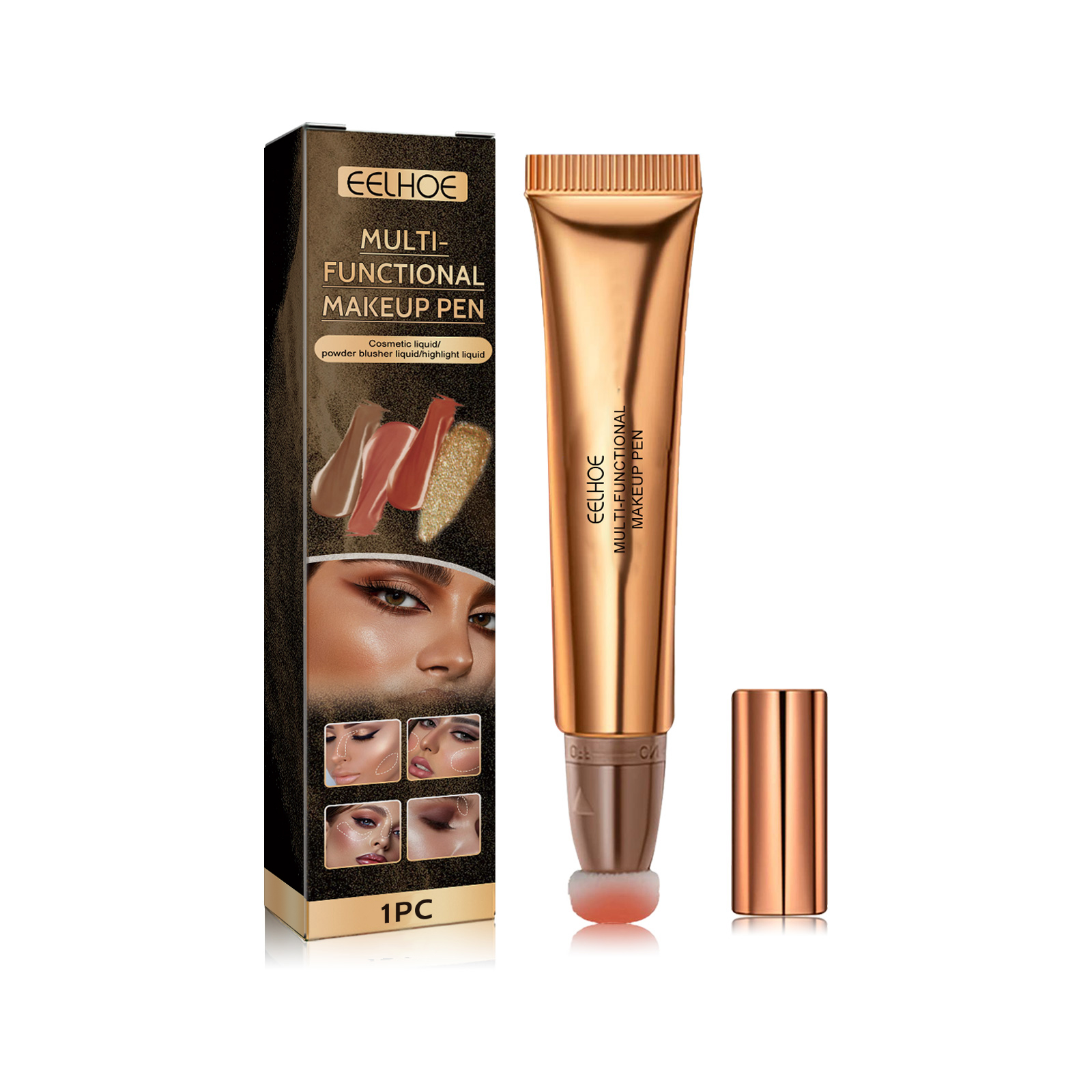 EELHOE Multifunctional Makeup Pen, Face Light Highlight Natural Three-Dimensional Liquid Contour Beauty Stick - Image 2
