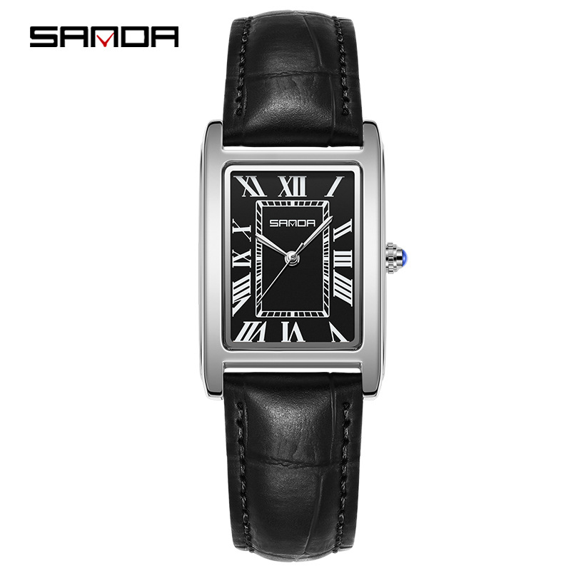 SANDA New Couple Watches Square Waterproof Quartz Watches Minimalist Three-Hand Roman Dial Men's and Women's Wristwatches - Image 10