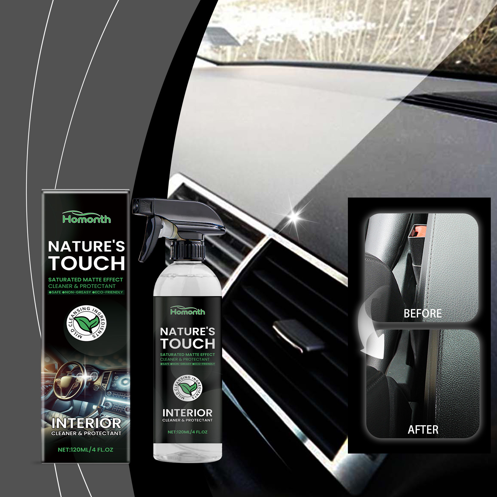 Homonth Car Interior Cleaner, Interior Decoration Soft Seat Steering Wheel Cleaning Refurbishment Decontamination Maintenance Agent - Image 2