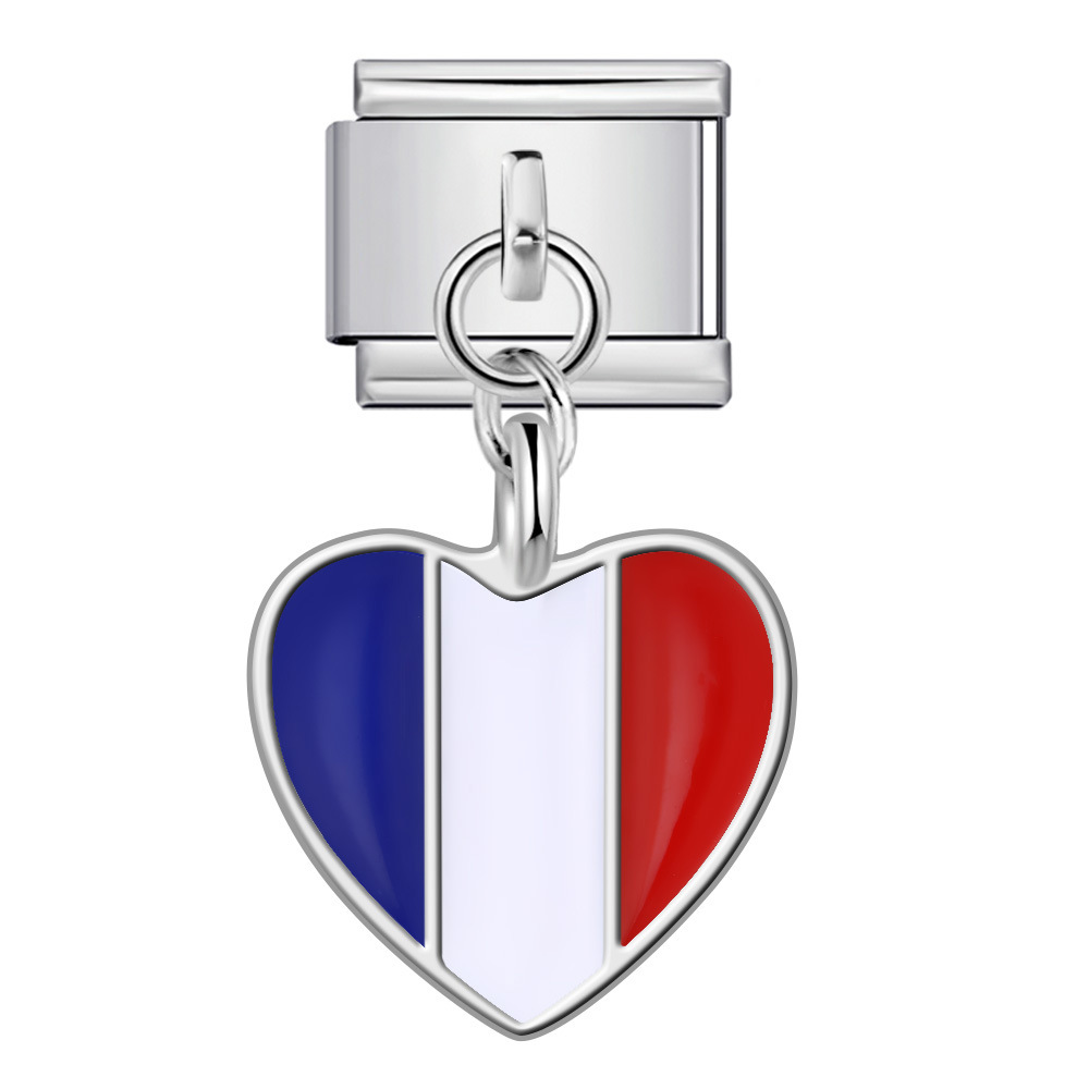 Love Flag Pendant Italian Module Bracelet Single Hook DIY Elastic Splicing Titanium Steel Strap Chain - Image 11
