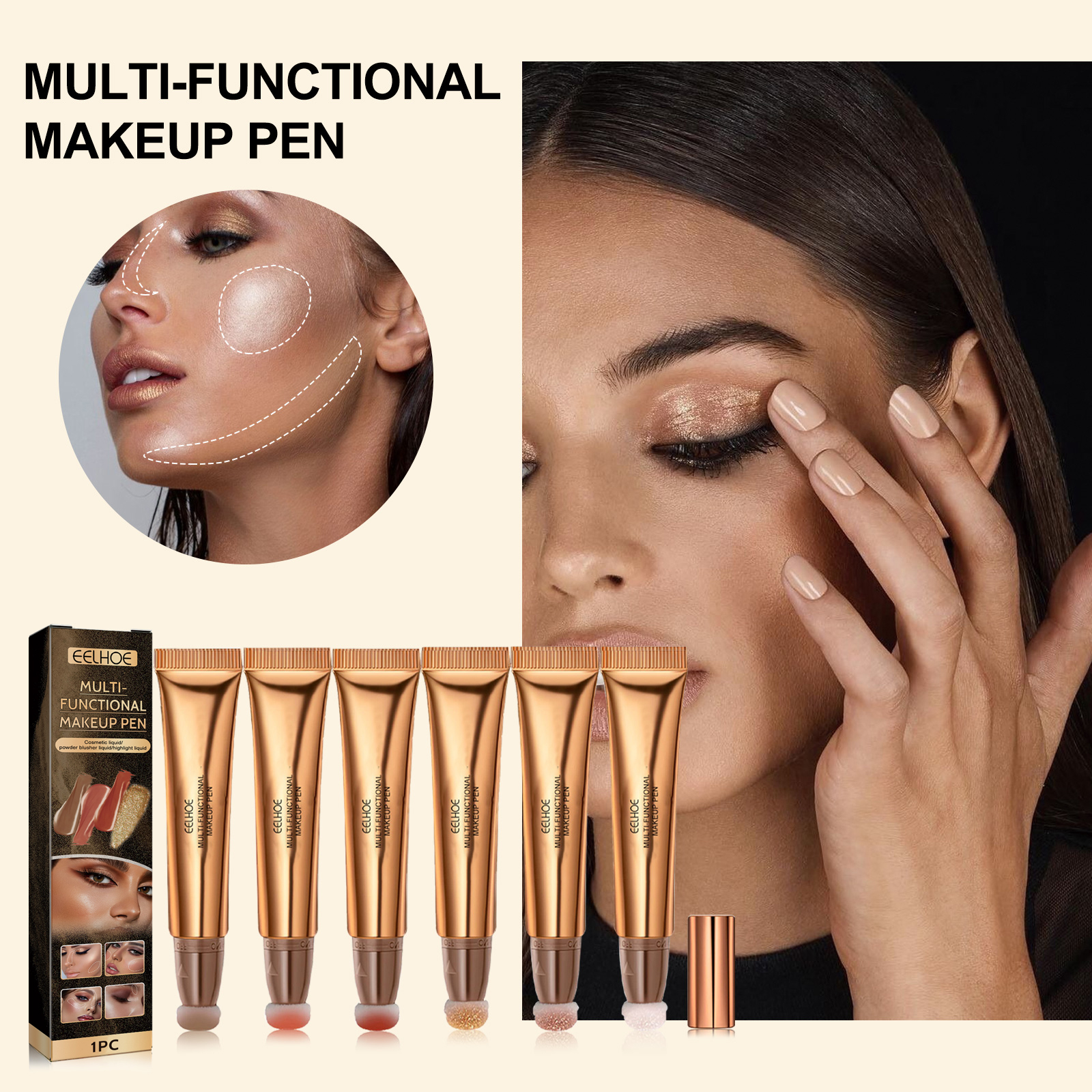 EELHOE Multifunctional Makeup Pen, Face Light Highlight Natural Three-Dimensional Liquid Contour Beauty Stick - Image 7
