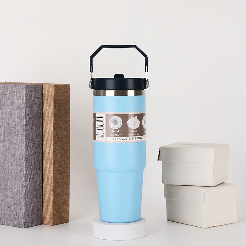 20oz30ozPortable Car Cup Stainless Steel Cup Travel Sports Water Bottle With Handle Cover Coffee Tumbler Cup - Image 9