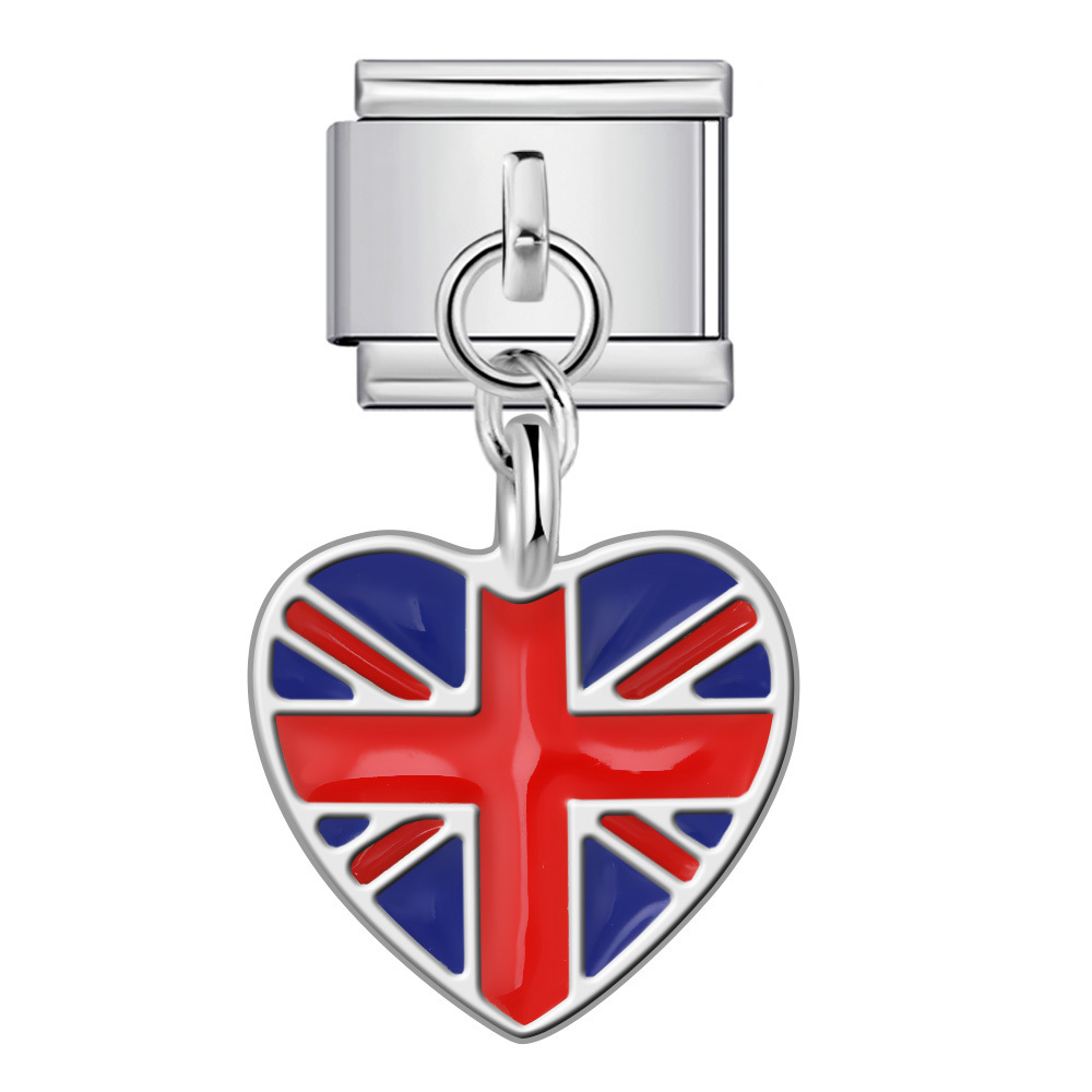 Love Flag Pendant Italian Module Bracelet Single Hook DIY Elastic Splicing Titanium Steel Strap Chain - Image 7