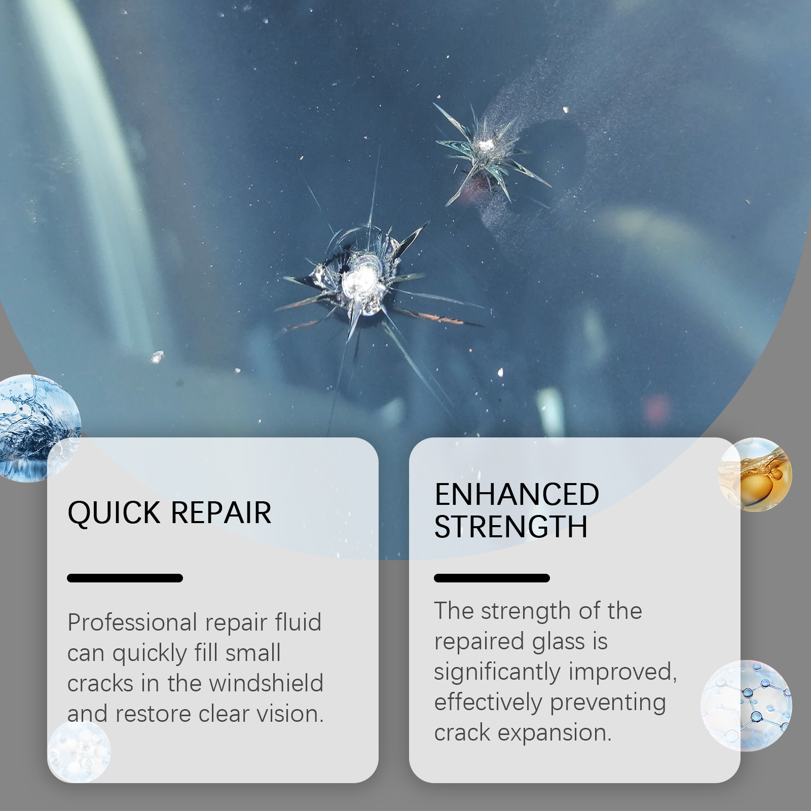 Rayhong Automotive Windshield Repair Fluid, Glass Nano Repair Kit Repair Cracks Clear Vision - Image 3